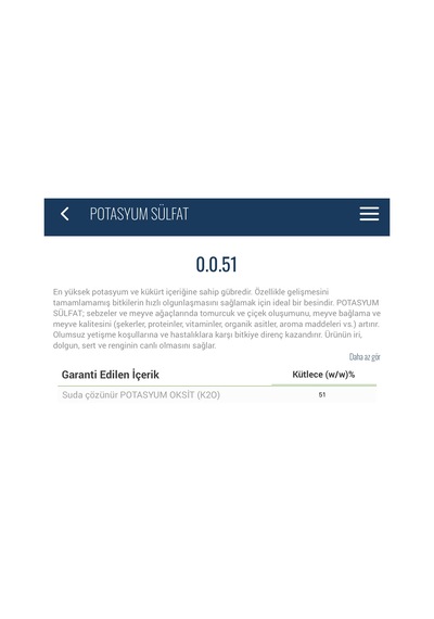 Gübretaş %50 Potasyum Sülfat Suda Çözülür Kükürtlü Gübre 25 KG
