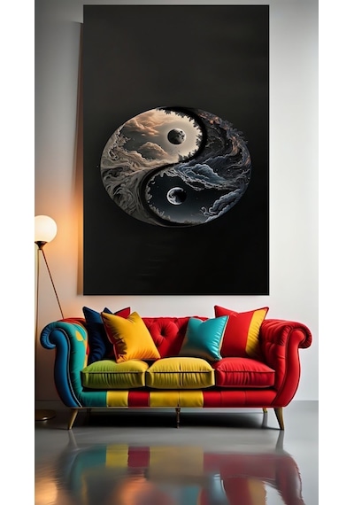 Ying Yang İyilik Ve Kötülük V1 Ev Duvar Salon Güzellik Salonu Ofis Dükkan Dekarasyon Kanvas Tablo