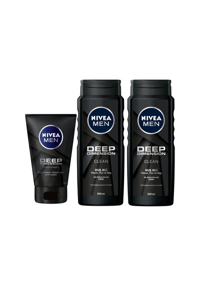 Nıvea Men Deep Dimension Yüz Ve Sakal Temizleme Jeli 100 Ml + Nıvea Men Deep Dimension Duş Jeli 500 Ml X2