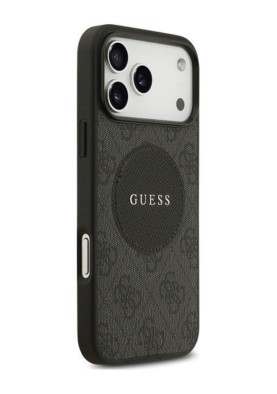 Apple Uyumlu iPhone 17 Pro Max Kılıf Guess Lisanslı M-safeli Yazı Logolu Circle Classic Kapak Siyah Siyah