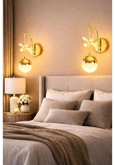Julia Modern Ledli Aplik Yatak Odası- Hol - Salon Sarı Sarı