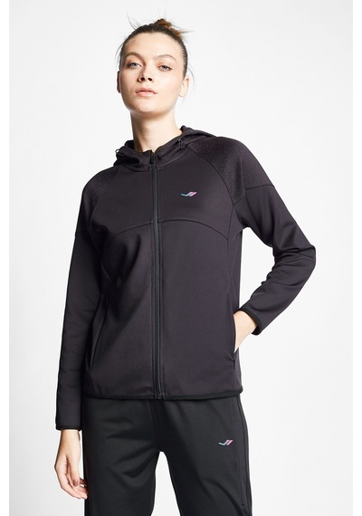 Lescon Kadın Koşu Fermuarlı Kapüşonlu Sweatshirt 24b-2002 Siyah