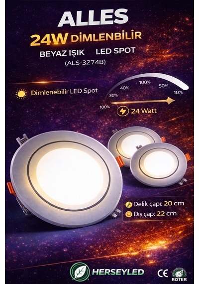 24w Dimlenebilir Led Spot Beyaz Beyaz