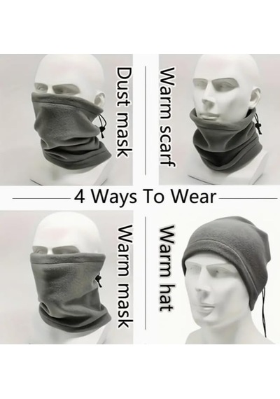 Aee Unisex Polar Boyunluk Ayarlanabilir Bere & Boyunluk Çok Siyah