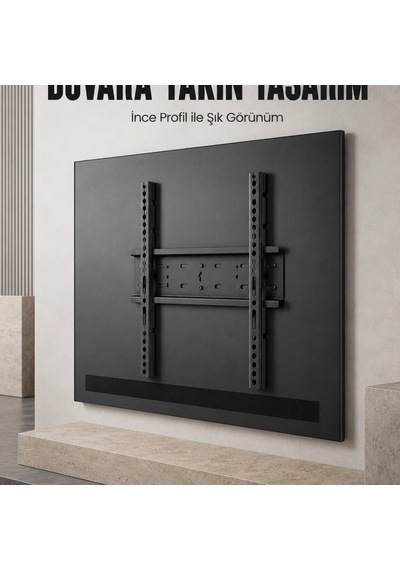 Sabit Televizyon Askı Aparatı 50"-95" İnce Profil Sağlam Metal Tv Duvar Braketi