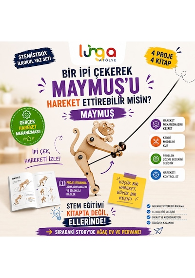 Stemist Box İlkokul Yaz Seti - 4'lü Ahşap Stem Eğitim Seti - Aktivite Kutusu 4'lü Set