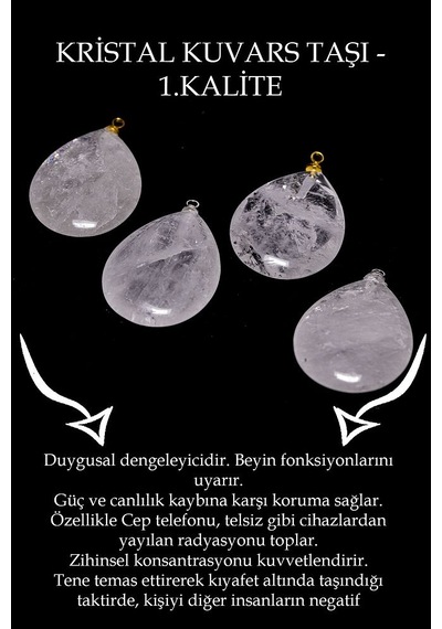 Erilsa Sertifikalı Damla Model Kristal Kuvars Taşı Kolye Gümüş Aparatlı Çok Renkli