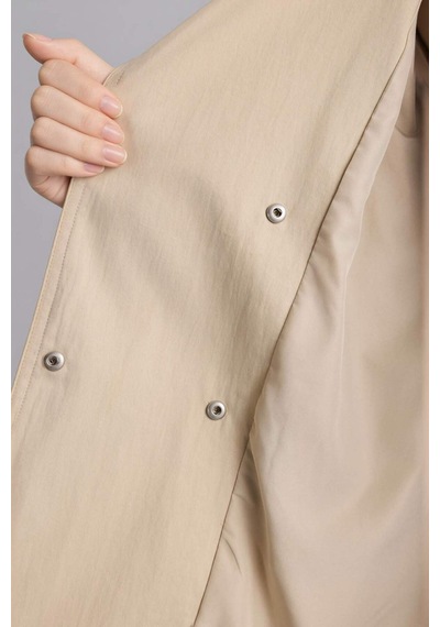 Defacto Regular Fıt Gömlek Yaka Twill Trençkot G9922ax26sper218 Ekru-er218