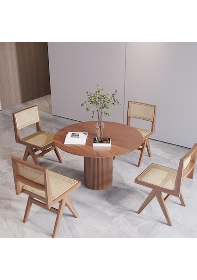 Breeze Yuvarlak Ahşap Bohem Masa 90x90 Ceviz