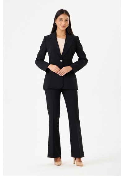 Velnara Moda Klasik Tek Düğme Ceket & İspanyol Paça Pantolon - Kadın Takım Elbise Siyah - Velnara Tasarımı Siyah - 918597742 Siyah Velnara Moda Klasik Tek Düğme Ceket & İspanyol Paça Pantolon - Kadın Takım Elbise Siyah - Velnara Tasarımı Siyah - 918597742 Siyah