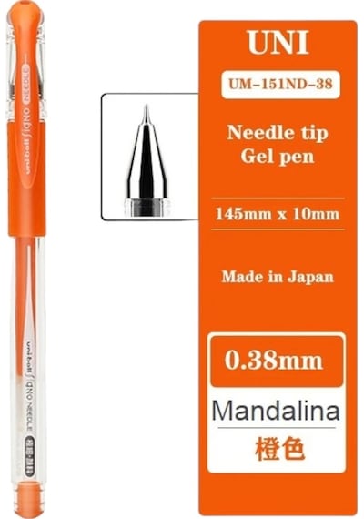 Uniball Signo Needle 0.38 İğne Uçlu Jel Kalem Mandalina Üç Adet