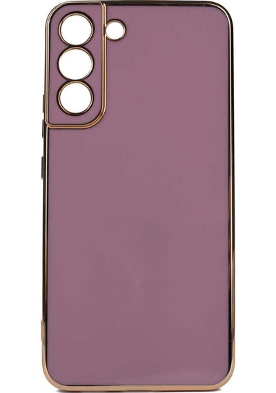 Noktaks - Galaxy S22 Plus Uyumlu Kılıf Kenarları Parlak Altın Renkli Silikon Bark Kapak - Mor - T21638