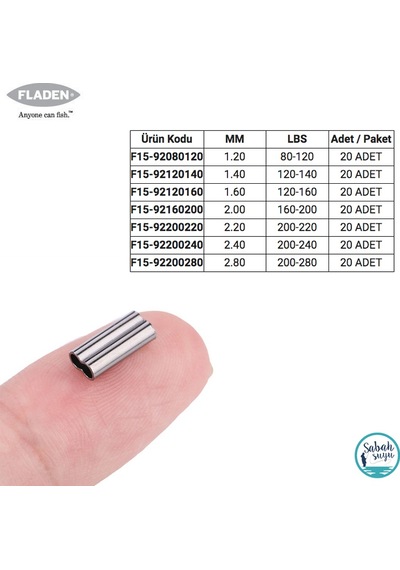 Fladen Çiftli Tel Sıkıştırma Burç 2.0mm 180-200lbs (20 Adet)