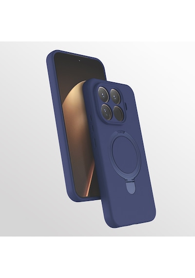 Xiaomi 15t Pro Kılıf M-safe Şarj Özellikli Standlı Silikon Samara Kapak Lacivert