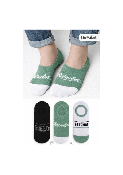 Worthy Socks 3'lü Erkek Desenli Pamuklu Görünmez Spor Ayakkabı Çorabı Çok Renkli