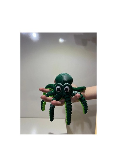 Setra 3d Studio Setra 3d Hareketli Mafsallı Dev Ahtapot - 17.5 Cm Büyük Boy - Yeşil Renk Rahatlatıcı Figü