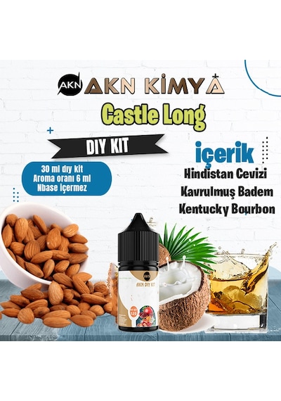 Castle Long Five Pawns Dıy Kit Kavrulmuş Badem Bourbon Gıda Aroması %20 Oranda Aroma İçerir Hazır Değildir 30 Ml