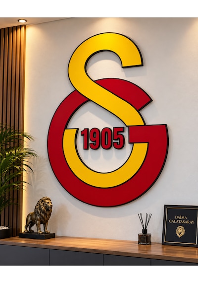 Galatasaray Temalı 1905 Duvar Dekoru 40x50 Cm 3mm Mdf Lazer Kesim Sarı Kırmızı Taraftar Dekorasyon