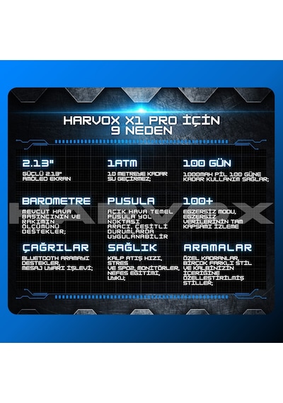 Harvox Watch X1 Pro Akıllı Saat İphone & Android Uyumlu, Sağlık & Spor Takip, Bluetooth Çağrı Siyah