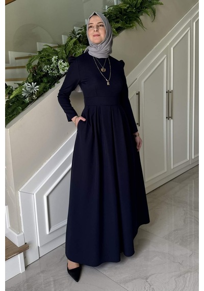 Rabia Şamlı Rose Elbise Lacivert Normal