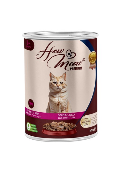 How Meow Jöleli Biftekli Yetişkin Kedi Konserve Maması 12 x 400 G