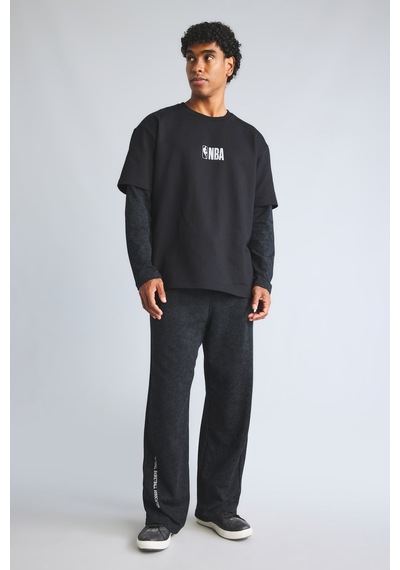 Defacto Nba Wordmark Baggy Fit Kalın Kumaş Baskılı Jogger I1557ax26wnbk81 Siyah-bk81
