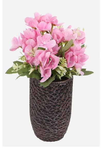 Lüx Beton Retro Tombul Vazoda Yapay Islak Ortana Tanzimi 25 Cm Pembe