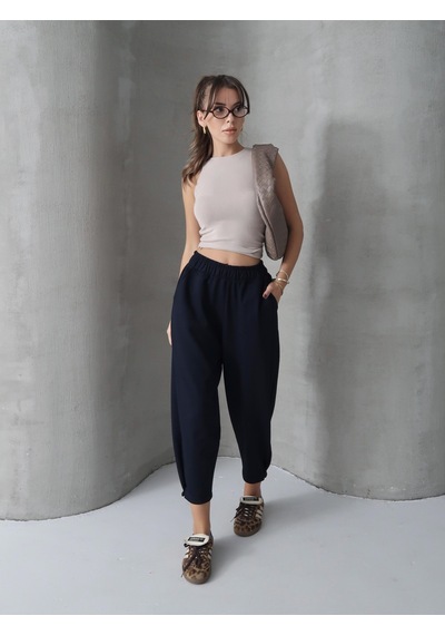 Paw Garage Kadın Skye Yumuşak Modal Paça Tutturmalı Pantolon Lacivert