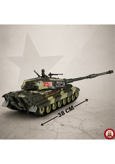 Oyuncak Uzaktan Kumandalı Tank Leopard Model Alman Tankı Sesli Led Işıklı Müzikli Ses Ve Atış Efektli Şarjlı Göndesi 360 Dönen Rc Tank 1:20 Ölçek 38 Cm Kahverengi