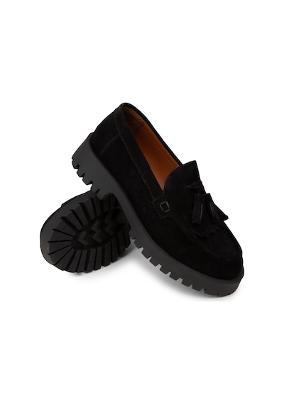 Deery Kadın Hakiki Süet Siyah Püsküllü Loafer - 02033zsyhc01 Siyah