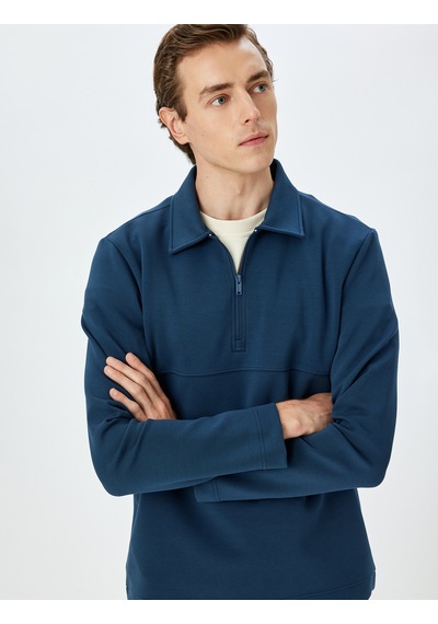 Koton Dikiş Detaylı Pamuk Karışımlı Basic Yarım Fermuarlı Sweatshirt Lacivert 5wam70248mk Lacivert Koton Dikiş Detaylı Pamuk Karışımlı Basic Yarım Fermuarlı Sweatshirt Lacivert 5wam70248mk Lacivert