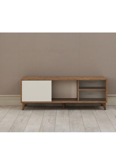 Tv Sehpası Sürgülü Kapak 140x40x35 Cm Beyaz