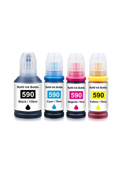 B-t Uyumlu Mürekkep Şişesi Yedek Ecotank Canon Gı-590 Gı 590 İçin Canon Pıxma G1400 G1500 G1510 G2400 G2500 G2510 G3400 G3500 G3510 G4500 G4500 G4500 510 Impres. Oras 4 Paket