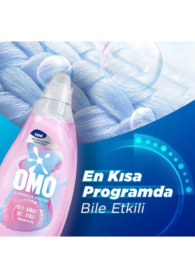 Omo Express Fresh Sensitive Beyaz Ve Renkliler Sıvı Çamaşır Deterjanı 1480ml X3 Diğer