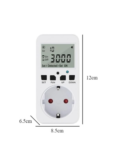 Tr Tm08 Hassasiyet Ayarlı Fotoselli Priz - 0-99 Lüks Dijital Işık Sensörü, Geri Sayımlı Zamanlayıcı, 16a 3680w