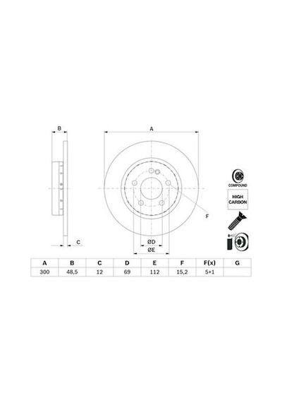 Mercedes C Serisi 205 C200d 1.6 2018-2024 Bosch Arka Disk 300mm 2 Adet