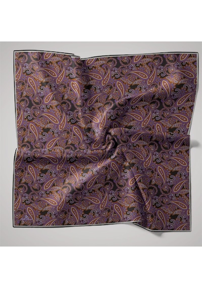 Silk Home Twill İpek Eşarp 11455-40 Füme, Violet, Parlak Turuncu, Su Yeşili