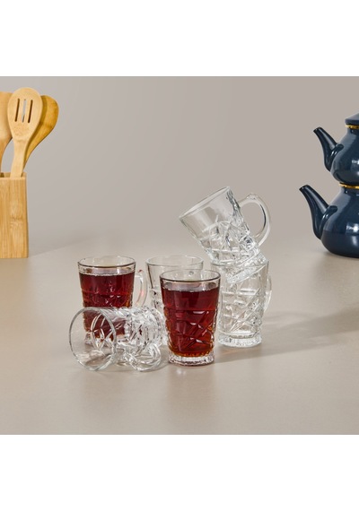 Glasss In Love Oliver Kesme 6'lı Kupa Seti - Şeffaf - 220 Ml Renkli