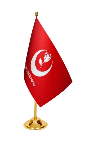 Masa Üstü Büyük Birlik Partisi Bayrağı + Pirinç Direk Masa Bayrak