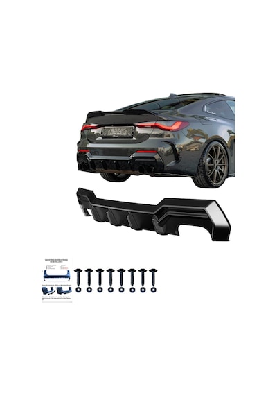 Bmw 4 Serisi G22 Coupe 2020+ Arka Difüzör M Paket Uyumlu Piano Black Difüzör
