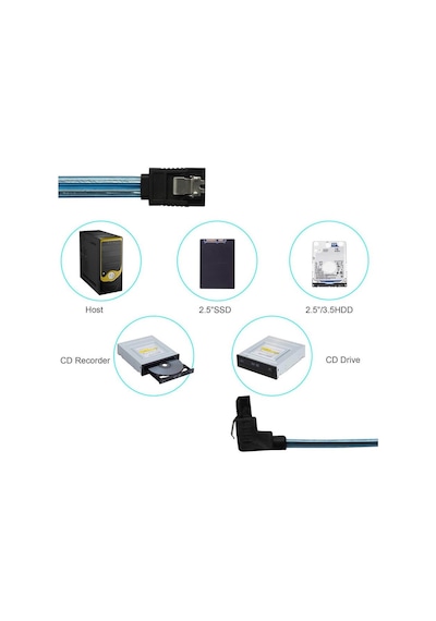 2 Adet - 50cm Sata 3.0 Kablo - 90 Açılı Data Kablosu - 6gbps - Ssd Hdd Uyumlu