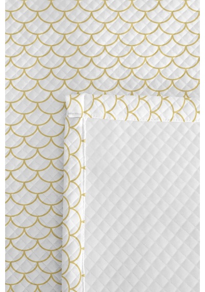 Sarı Geometrik Modern Genç Odası Tek Kişilik Pike Takımı - Minimal 160x220 Cm Kapitone Yatak Örtüsü Doğal Koru Gölgesi