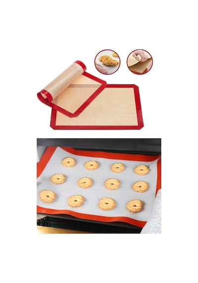 Silpat Silikon Yanmaz Yapışmaz Pişirme Matı 40 x 30 Kırmızı
