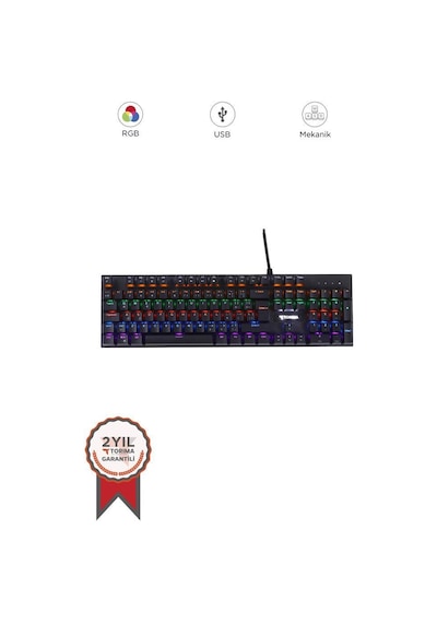 Tk-05 Kablolu Mekanik Blue Switch Rgb Işıklı Gaming Klavye Siyah