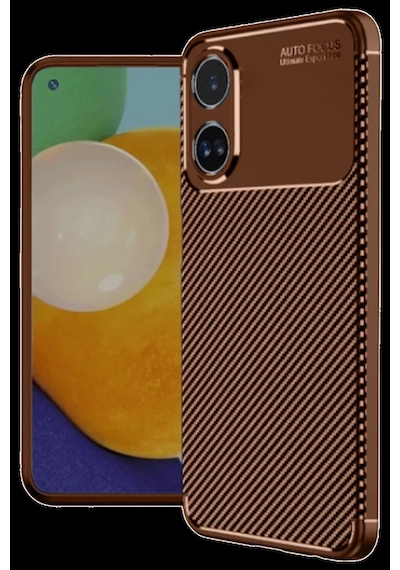 A38 Kılıf Auto Focus Karbon Kapak - Kahverengi
