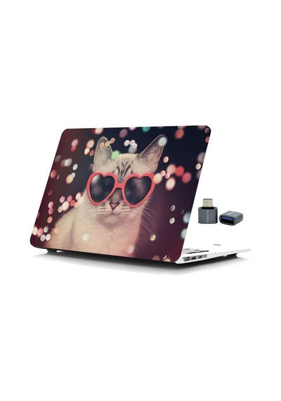 Apple Uyumlu MacBook Pro 13 İnç Kılıf A2338 M1 M2 A2251 A2289 A1706 A1708 A1989 A2159 Tpu Uv Kedi Baskılı Pembe