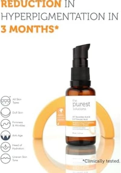 The Purest Solutions, C Vitamini Aydınlatıcı Ve Cilt Tonu Eşitleyici Cilt Bakım Serumu 30 Ml %10 Ascorbic Acid & Ferulic Acid%0,5