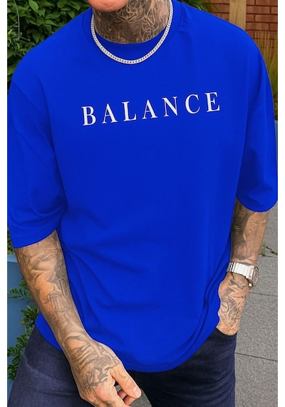 Balance Baskılı Unisex Tshırt Saks Mavisi