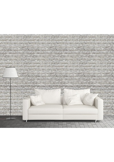 70x38cm Silinebilir Kendinden Yapışkanlı Çift Renk Gri Beyaz Esnek Tuğla Sünger Duvar Paneli Kağıdı