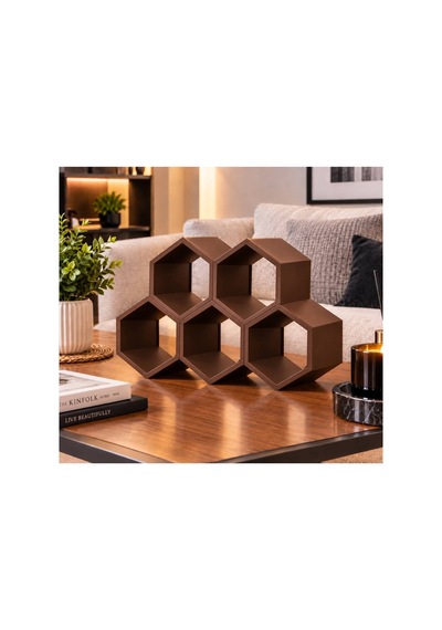 Kahverengi Modern Şarap Stand 5 Hazneli Şık Tasarım Şarap Şişe Organizer Stand